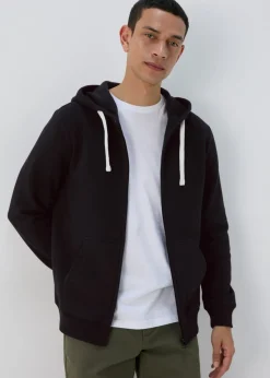 Black Essential Zip Up Hoodie