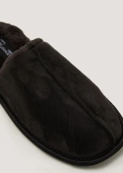 Black Faux Fur Mule Slippers