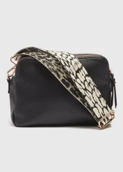 Black Faux Leather Cross Body Bag