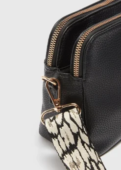 Black Faux Leather Cross Body Bag