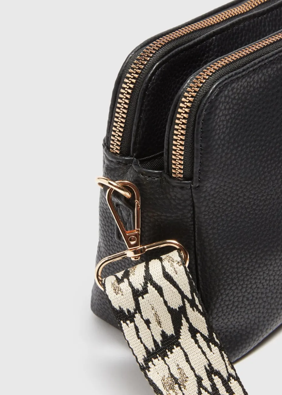 Black Faux Leather Cross Body Bag