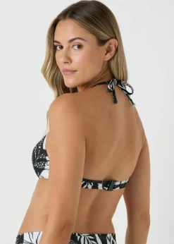 Black Floral Bikini Top