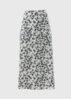 Black Floral Flared Hem Midaxi Skirt