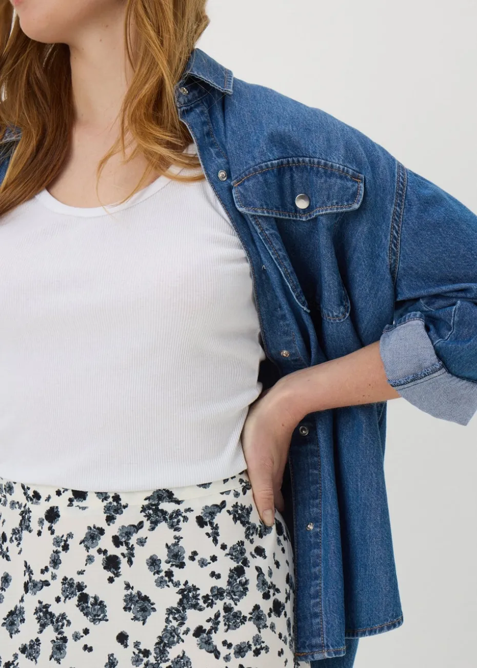 Black Floral Flared Hem Midaxi Skirt