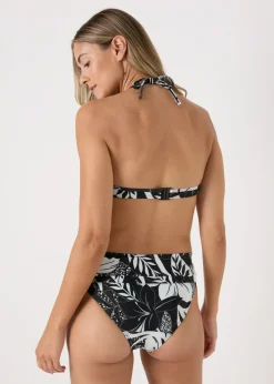 Black Floral High Waist Bikini Bottoms