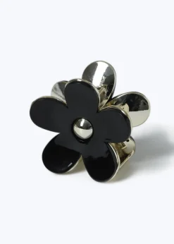 Black Flower Claw Clip