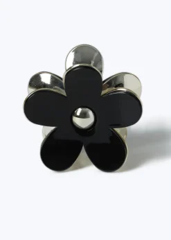 Black Flower Claw Clip