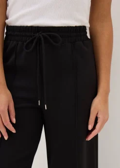 Black Front Seam Wide Leg Trousers