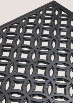 Black Geo Design Rubber Doormat (59cm x 39cm)