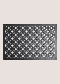 Black Geo Design Rubber Doormat (59cm x 39cm)