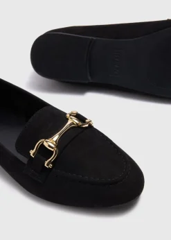 Black Gold Metal Bar Loafers