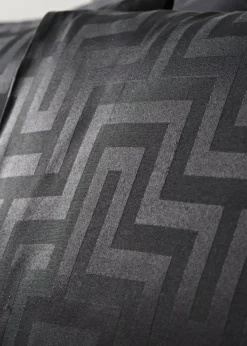 Black Greek Key Jacquard Reversible Cotton Rich Duvet Cover