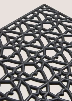 Black Heart & Star Rubber Doormat