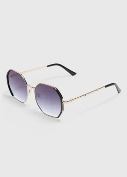 Black Hexagon Frame Sunglasses