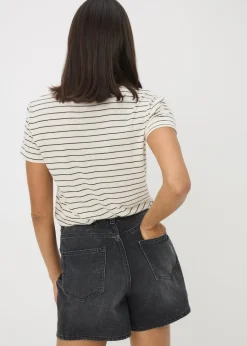 Black High Waisted Denim Shorts