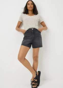 Black High Waisted Denim Shorts