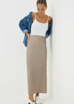 Black Hyper Texture Midaxi Skirt