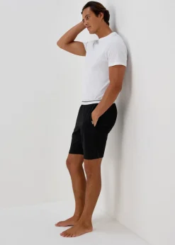Black Jacquard Stripe Waistband Shorts