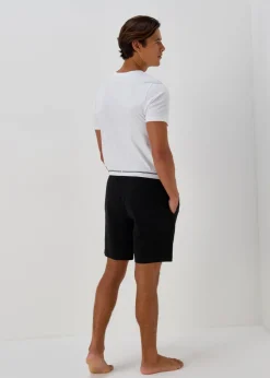 Black Jacquard Stripe Waistband Shorts