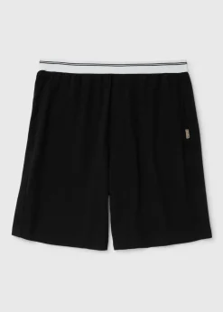Black Jacquard Stripe Waistband Shorts