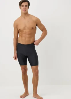 Black Knee Length Swim Shorts