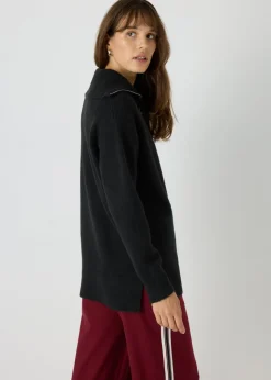 Black Knitted Half Zip Jumper