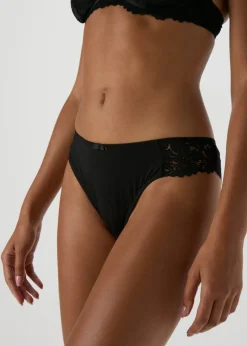 Black Lace Detail Brazilian Knickers