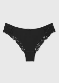 Black Lace Detail Brazilian Knickers