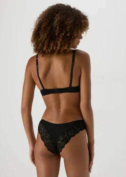 Black Lace Detail Brazilian Knickers