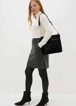 Black Large Stud Messenger Bag