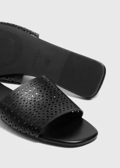 Black Laser Cut Slider Sandal