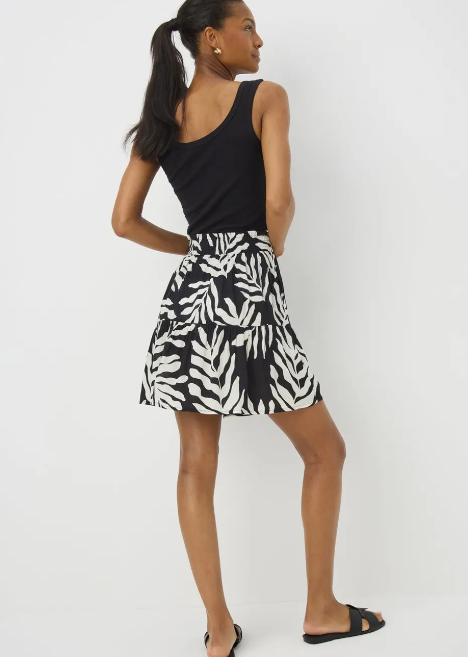 Black Leaf Cheesecloth Mini Skirt