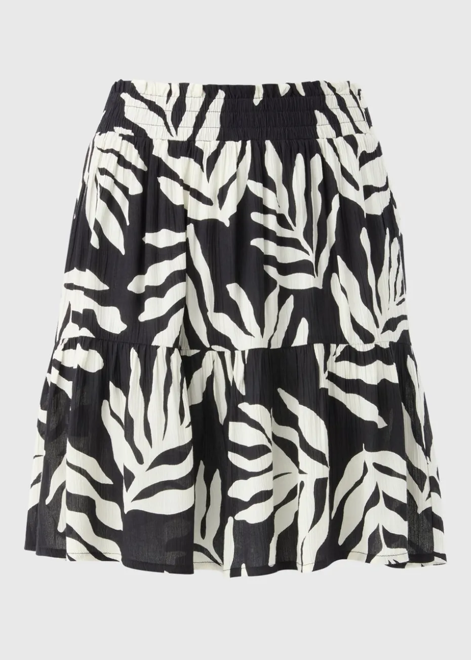 Black Leaf Cheesecloth Mini Skirt