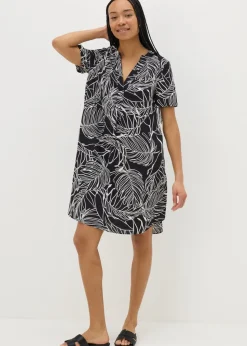 Black Leaf Popover Tunic