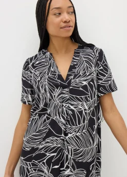 Black Leaf Popover Tunic