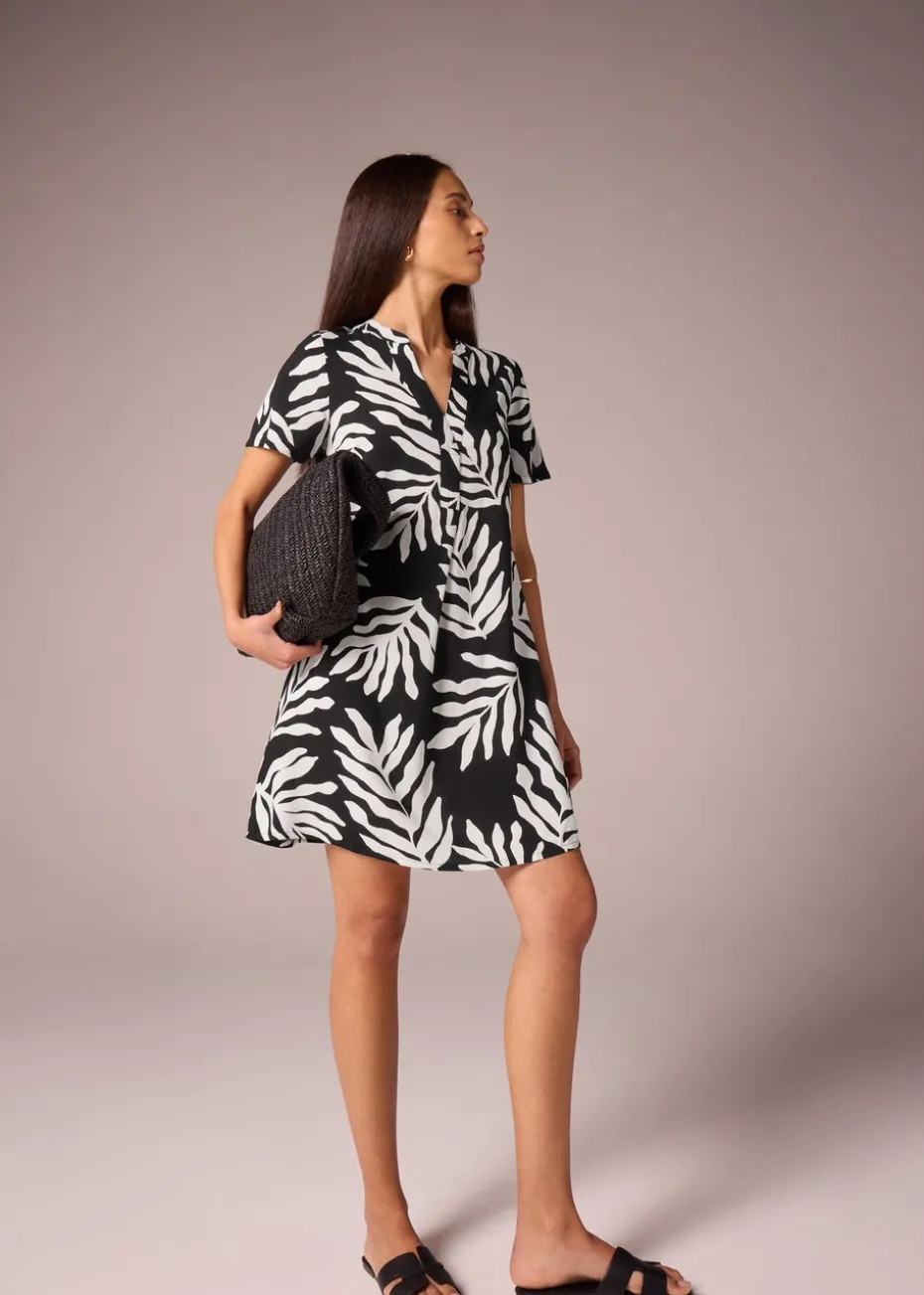 Black Leaf Popover Tunic Dress