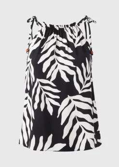 Black Leaf Print Cami Top