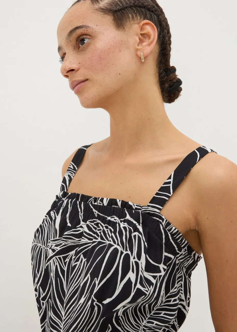 Black Leaf Print Playsuit