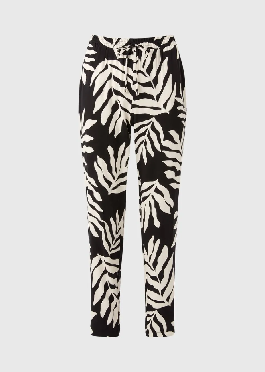 Black Leaf Tapered Trousers