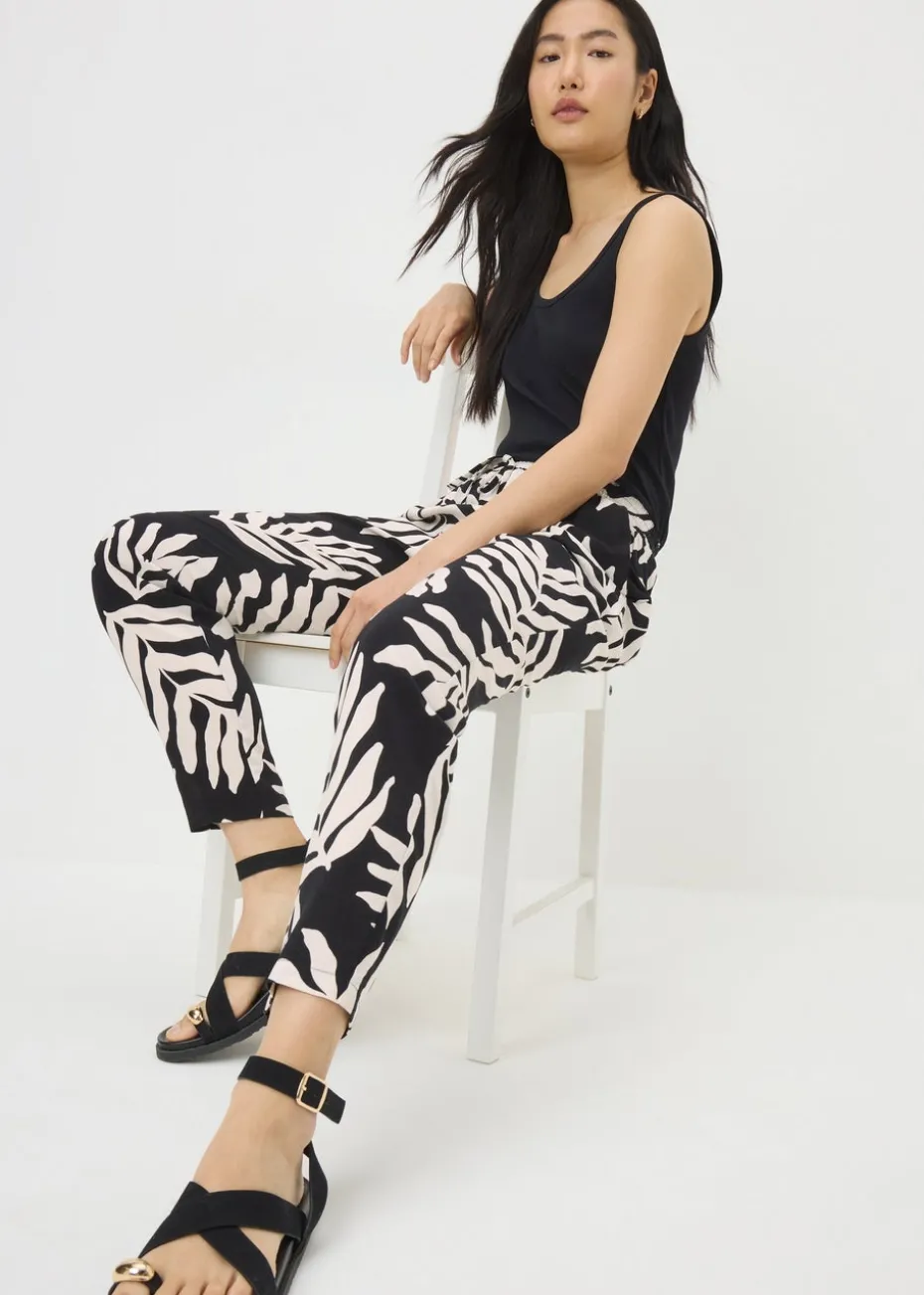 Black Leaf Tapered Trousers