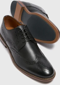 Black Leather Brogue Shoes