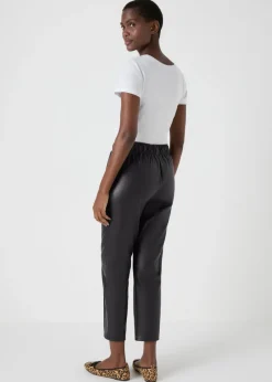 Black Leather Look Tapered Trousers