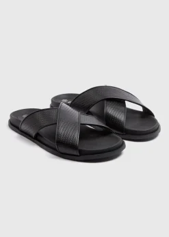 Black Leather Strap Sandals