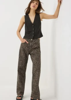 Black Linen Blend Button Up Vest Top