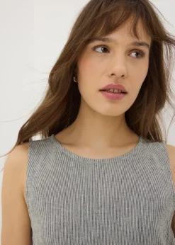 Black Linen Blend Monochrome Stripe Jumpsuit