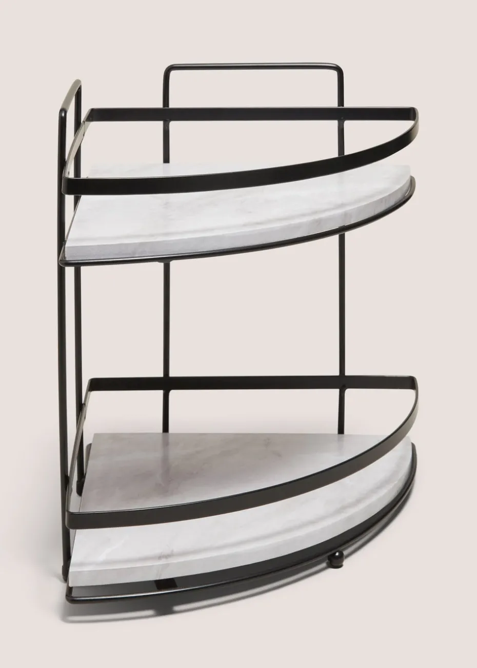 Black Marble Effect Tier Corner Caddy
