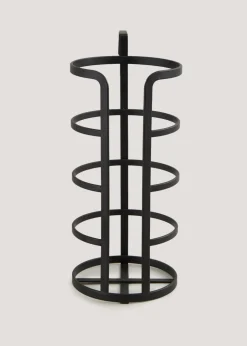 Black Metal Hook Toilet Roll Holder (30cm x 13cm x 17.5cm)