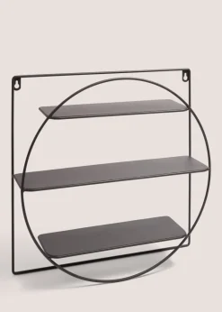 Black Metal Round Shelf (44x44x10cm)