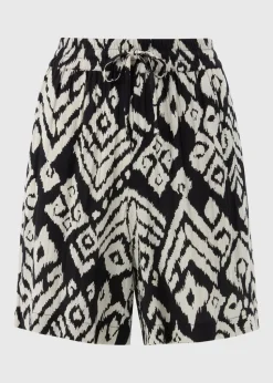 Black Mono Crinkle Shorts