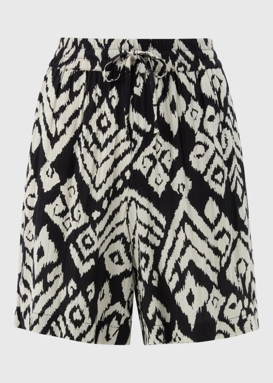 Black Mono Crinkle Shorts